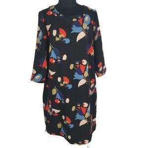 Boden Floral Long Sleeve Dress - Black, Blue, Red
